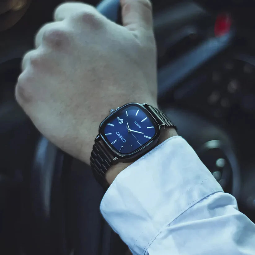 Riyal Tech™Casio Black Chain Blue Dial Couple Watch