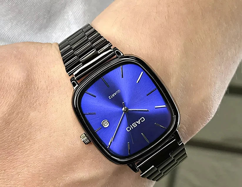 Riyal Tech™Casio Black Chain Blue Dial Couple Watch